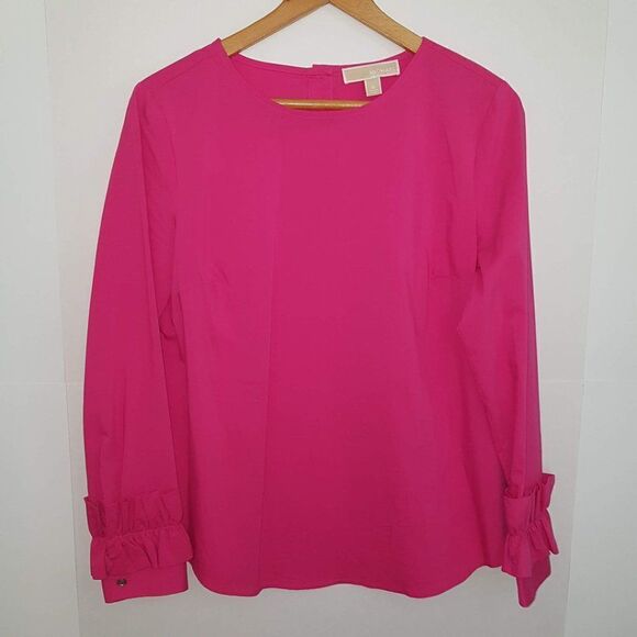 MICHAEL KORS Womens Long  Sleeve Blouse with Double Ruffle Cuffs at Wris… - Picture 2 of 13